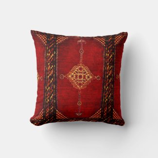 Persian carpet pattern in dark red throw pillow