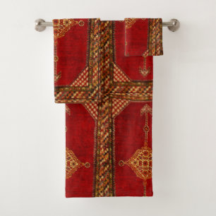 Persian carpet pattern look bath towel set