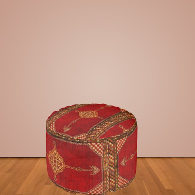 Persian Carpet Pattern Pouf – Rich Red (Creator Uploaded)
