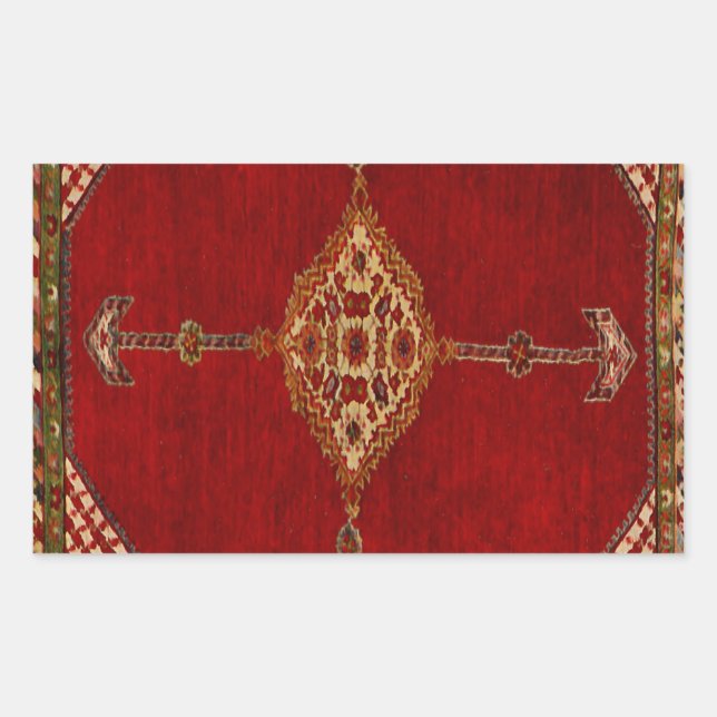 Persian carpet pattern rectangular sticker (Front)