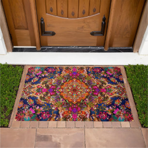 Persian Carpet Purple Abstract Pattern Doormat