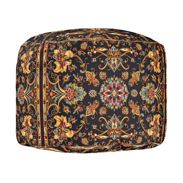 Persian Carpet Traditional Floral Design Pouf (Right)