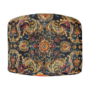 Persian Carpet Traditional Orange Pattern Pouf