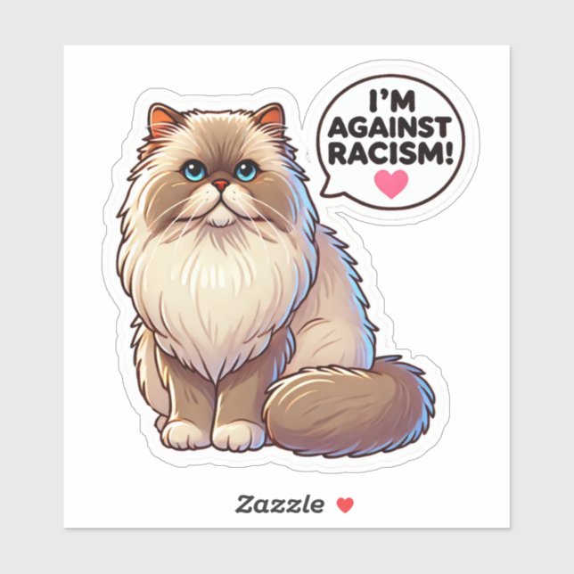 Persian Cat Against Racism Sticker (Sheet)