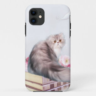 Persian cat and books iPhone 11 case