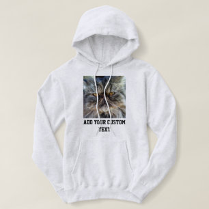 Persian Cat Ash And Custom Black Text Pet Photo Hoodie