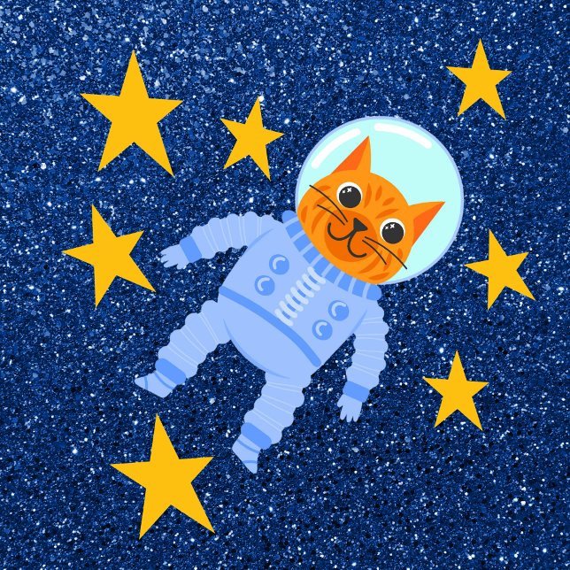 Persian Cat Astronaut Navy Blue Glitter Galaxy Throw Pillow (Creator Uploaded)
