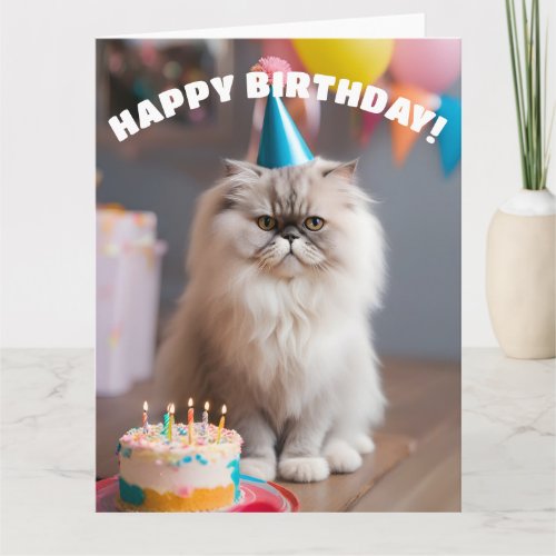 Persian Cat Birthday Party Card