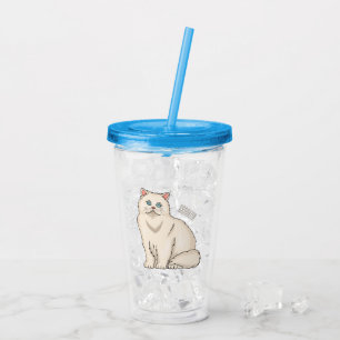 Persian cat cartoon illustration acrylic tumbler