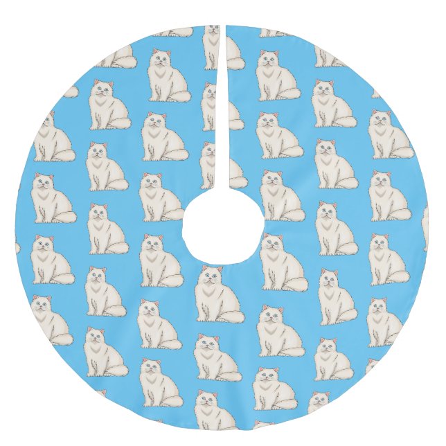 Persian cat cartoon illustration brushed polyester tree skirt (Front)