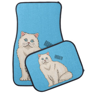 Persian cat cartoon illustration  car floor mat