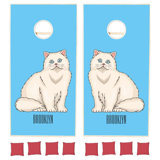 Persian cat cartoon illustration  cornhole set (Set)