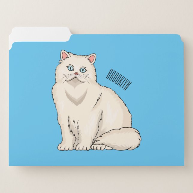 Persian cat cartoon illustration file folder (Front Left)