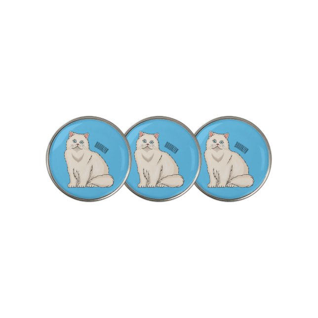 Persian cat cartoon illustration  golf ball marker (3 Up)