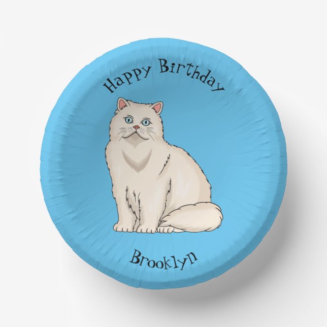 Persian cat cartoon illustration  paper bowls (Front)