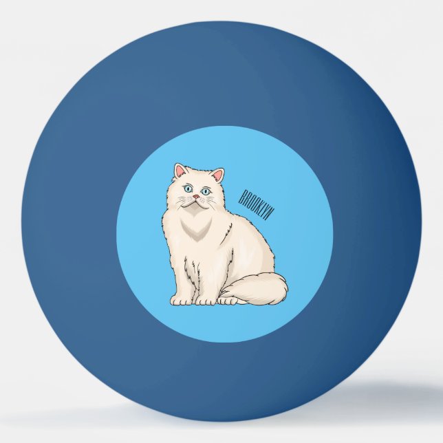 Persian cat cartoon illustration  ping pong ball (Front)
