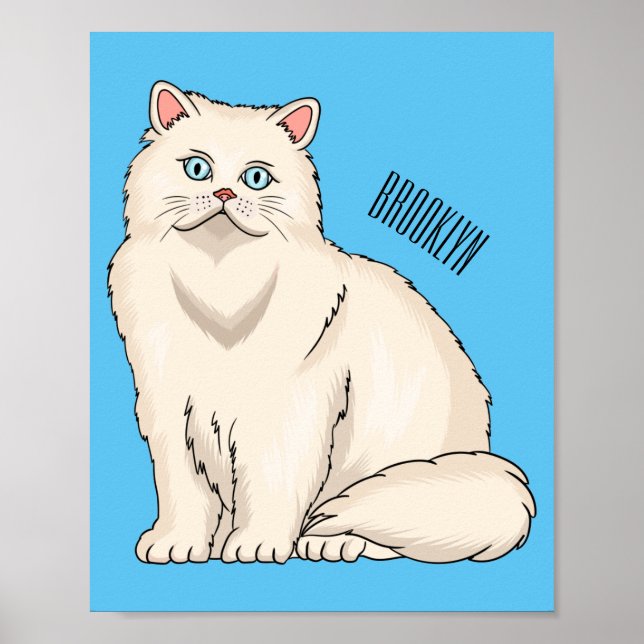 Persian cat cartoon illustration poster (Front)
