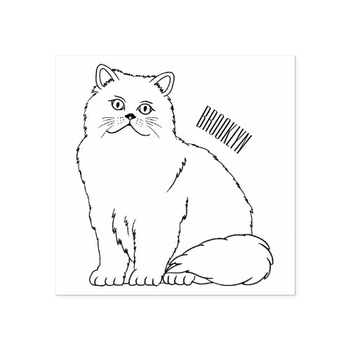 Persian cat cartoon illustration  rubber stamp