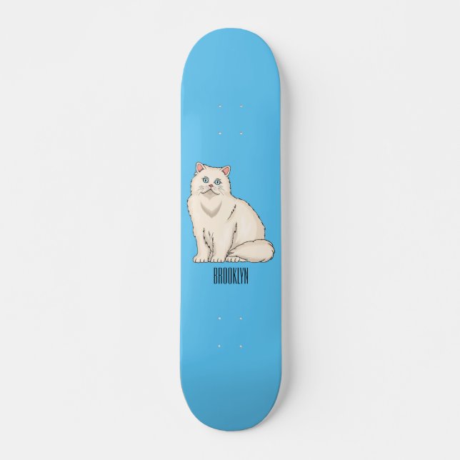 Persian cat cartoon illustration  skateboard (Front)