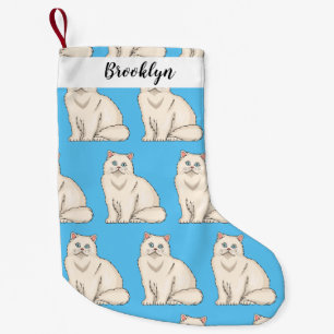 Persian cat cartoon illustration  small christmas stocking