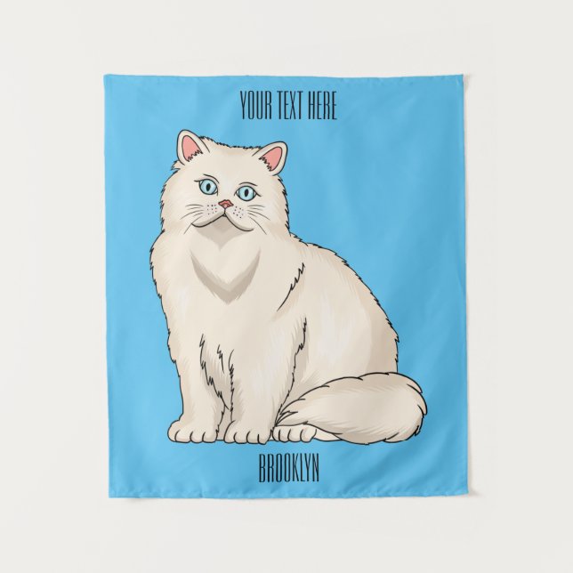 Persian cat cartoon illustration  tapestry (Front)