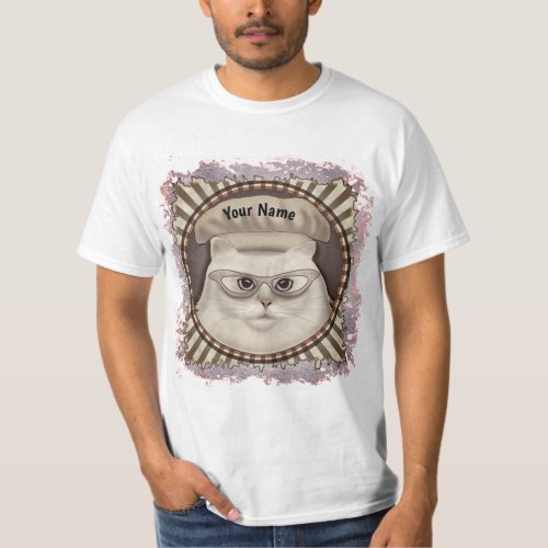 Persian Cat Chef custom name t_shirt