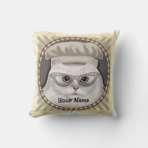 Persian Cat Chef Throw Pillow
