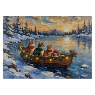 Persian Cat Christmas Boat Holiday Cutting Board