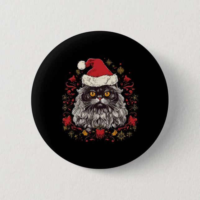Persian Cat Christmas   Button (Front)