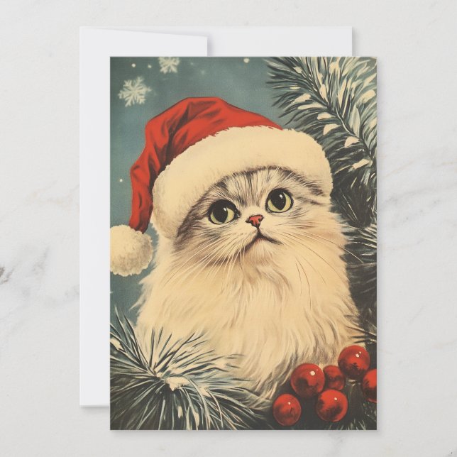 Persian Cat Christmas  Holiday Card (Front)