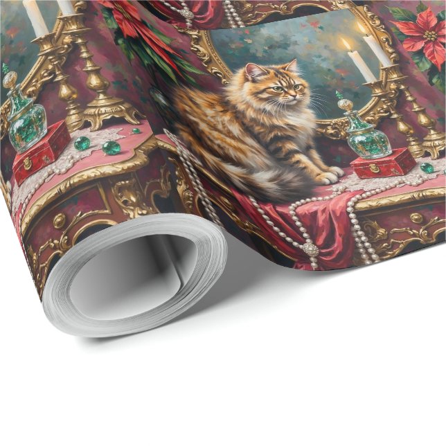Persian Cat Christmas Velvet Vanity Holiday Wrapping Paper (Roll Corner)
