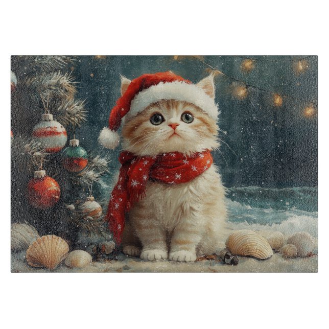 Persian Cat  Christmas Vintage Beach  Cutting Board (Front)