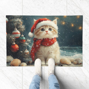 Persian Cat Christmas Vintage Beach Doormat