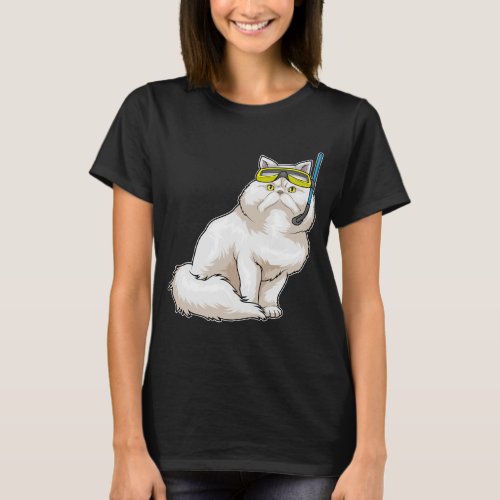 Persian cat Diver Snorkel T_Shirt