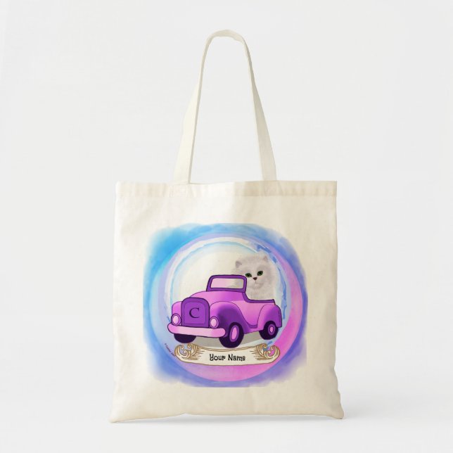 Persian Cat Driving Car  Tote Bag (Front)