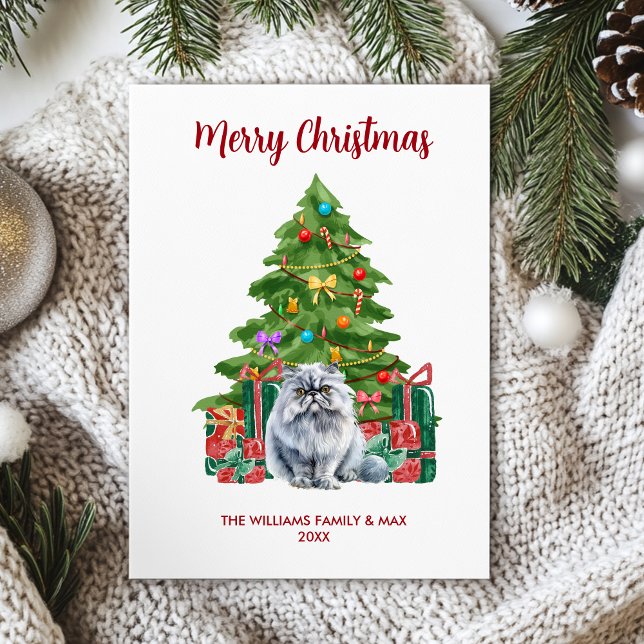 Persian Cat Family Christmas Holiday Card (Creator Uploaded)