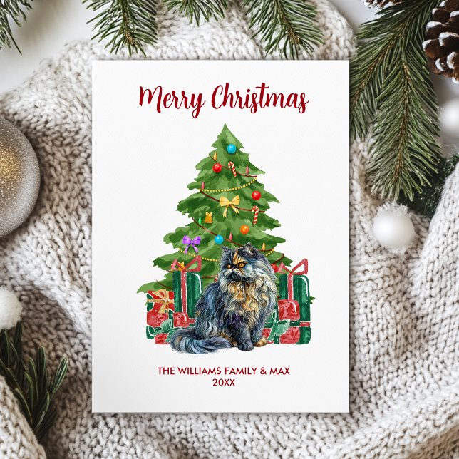 Persian Cat Family Christmas Holiday Card (Creator Uploaded)