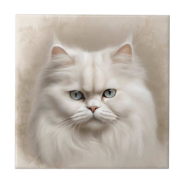 Persian Cat Feline Elegant Ceramic Tile (Front)