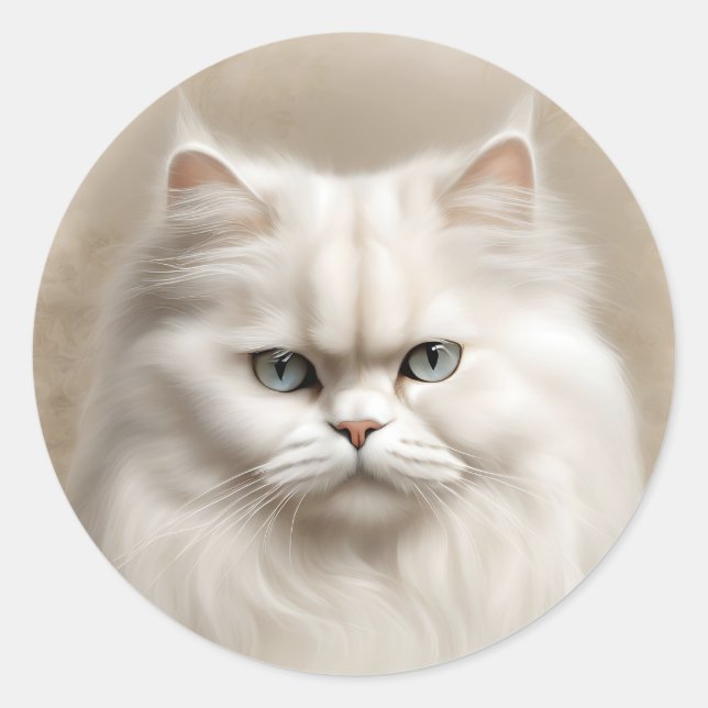 Persian Cat Feline Elegant Classic Round Sticker (Front)