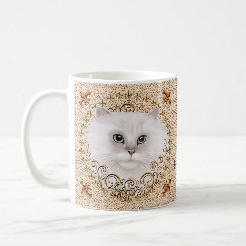 Persian Cat Fleur De Lis custom name Mug