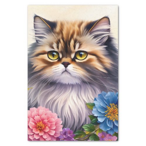 Persian Cat Floral Art Tissue Paper