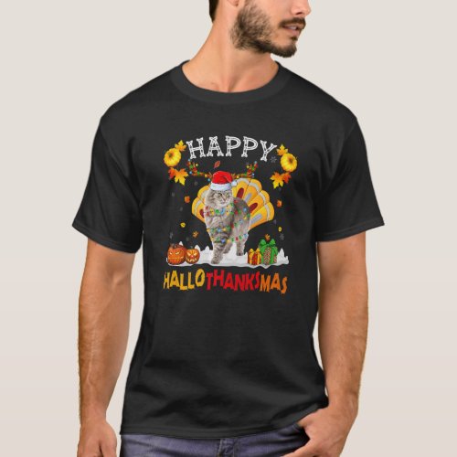 Persian Cat Halloween Thanksgiving Christmas Hallo T_Shirt