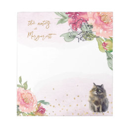 Persian Cat Illustration Pink Girl Daily Activity Notepad