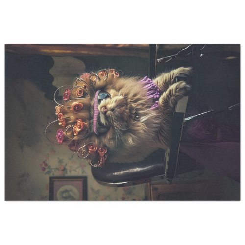 Persian Cat in a Feline Beauty Shop Decoupage Tissue Paper