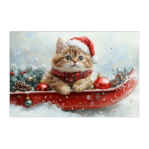 Persian Cat in Sledge Let it Snow Christmas Acrylic Print