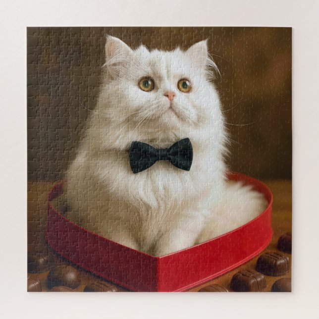 Persian Cat In Valentine Candy Box Jigsaw Puzzle (Vertical)