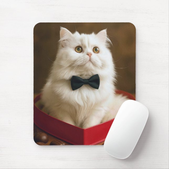 Persian Cat In Valentine Candy Box Mouse Pad (With Mouse)
