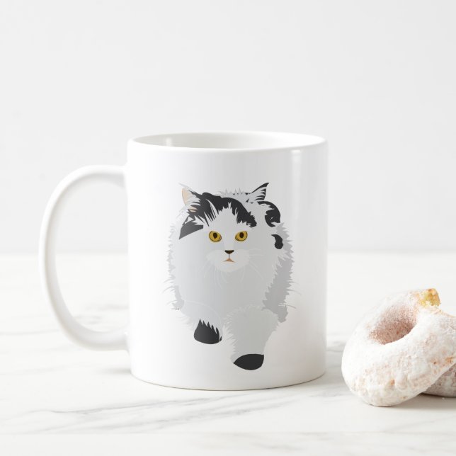 Persian Cat Kitty Coffee Mug (With Donut)