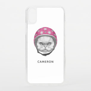 Persian Cat Motorcycle Rider   Add Your Name iPhone XS Case