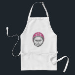Persian Cat Motorcycle Rider Adult Apron<br><div class="desc">This design features a portrait of a Persian cat with a pink motorcyle helmet.</div>